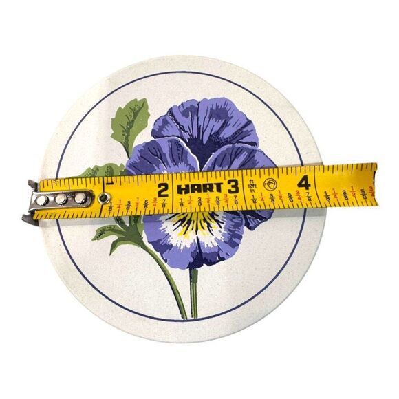 Set Of 4 CoasterStone Absorbent Stone Coasters With Purple Pansy Design In Box - Picture 5 of 6